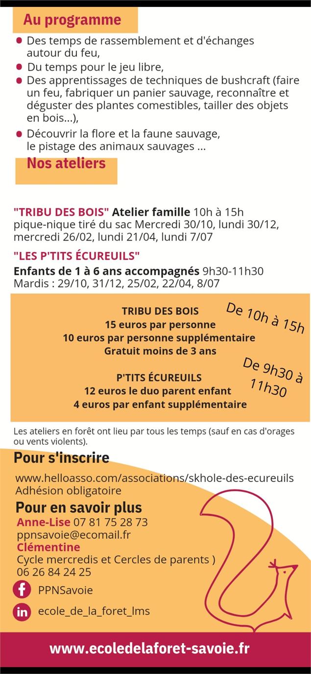 Flyer ateliers foret skhole des ecureuils scout forestschool - Skholè des écureuils