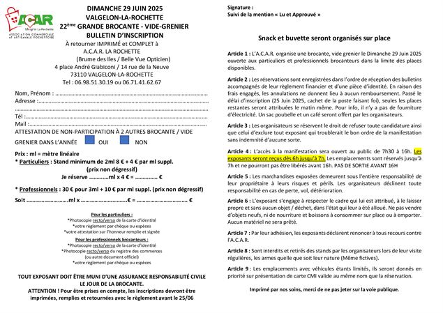 bulletin d'inscription