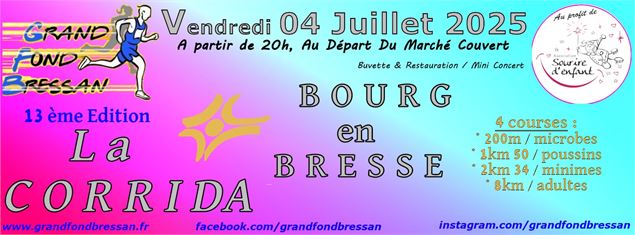 La corrida d'été de Bourg-en-Bresse - https://www.grandfondbressan.fr/index.php/fr-fr/courses/lacorr