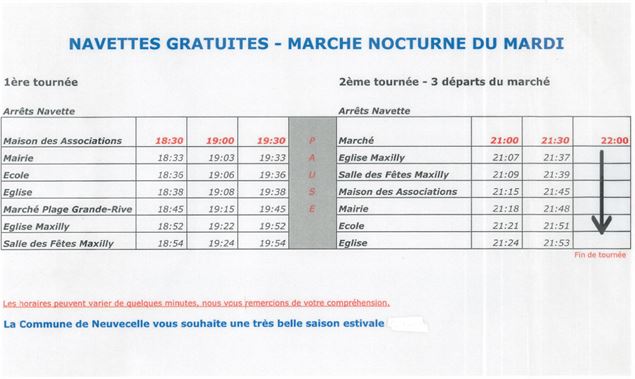Horaires des navettes - Mairie de Neuvecelle