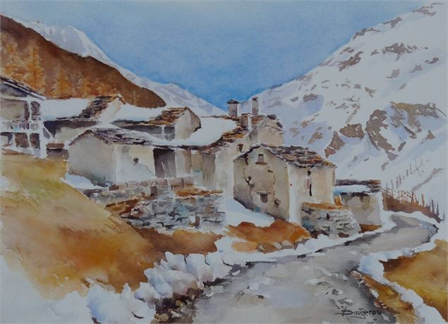 Aquarelle - hameau des Vincendières - Jacques Daugeron