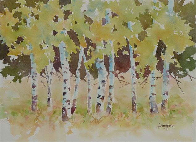 Aquarelle - bouquet de bouleaux - Jacques Daugeron