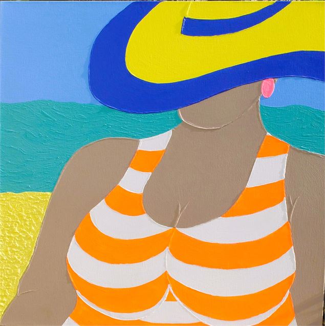 tableau d'une femme sur la plage - M. Brison