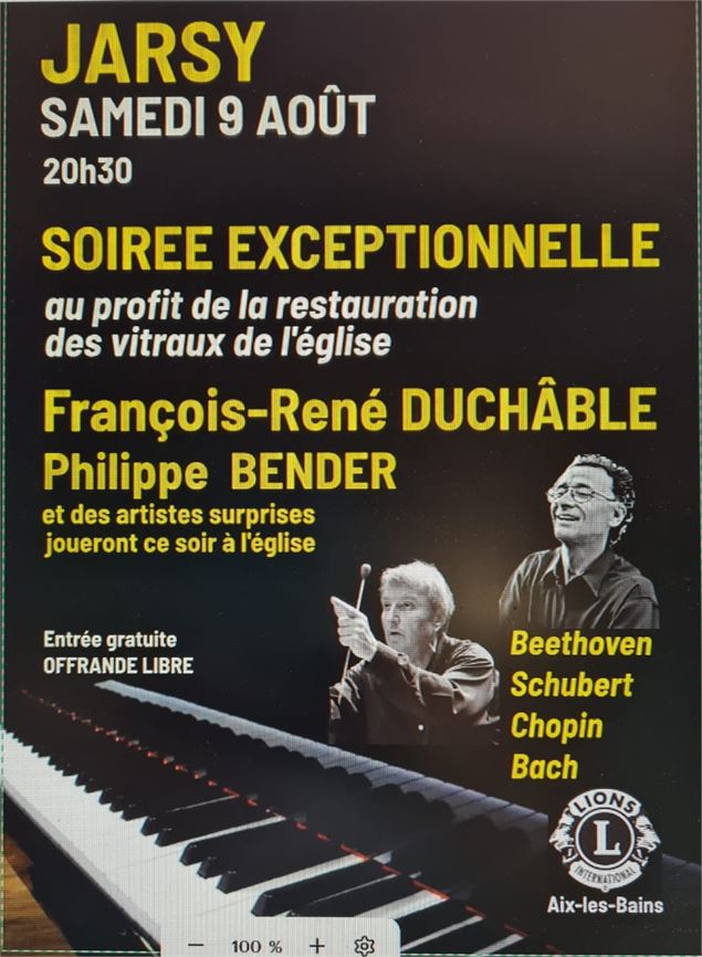 Soirée musicale avec François -René Duchâble - Association chapelle de la lésine