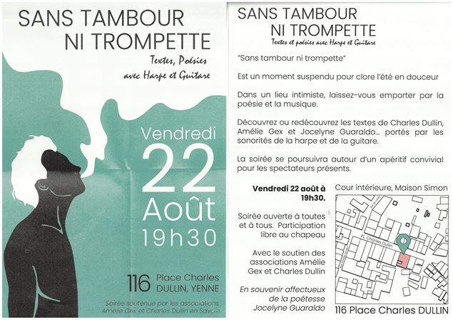 Sans tambour ni trompette : textes, poésies avec harpe et guitare_Yenne