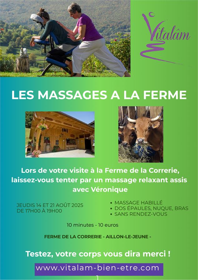 Affiche massage à la ferme - Ferme de la Correrie