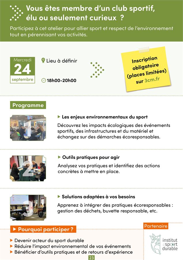 Sensibilisation au sport durable - 3CM