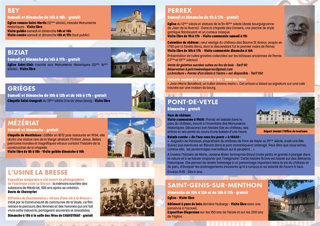 [Journées européennes du Patrimoine] sur le territoire de la communauté de communes de la Veyle_Pont