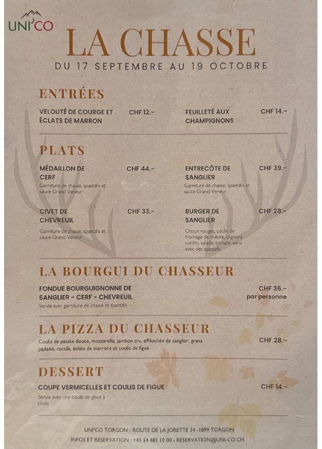 Menu Chasse à l'UNI'CO_Torgon