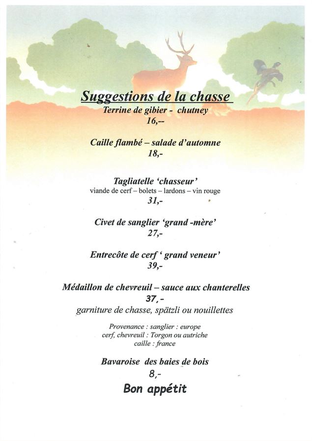 Menu chasse à l'Hôtel de Torgon_Torgon