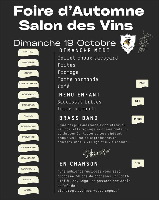 Programme du dimanche 19 octobre - Ski club St Jean d'Aulps