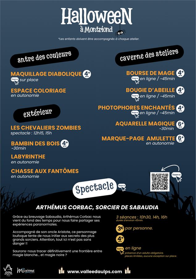 Programme de la journée Halloween au Lac de Montriond en 2025. - Vallée d'Aulps Tourisme.