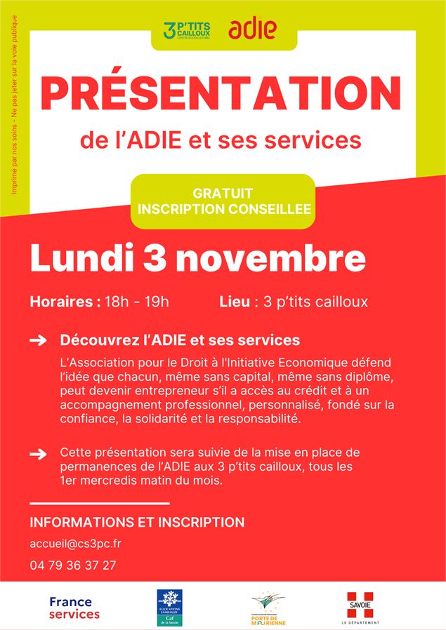 Affiche décrivant l'animation - France services