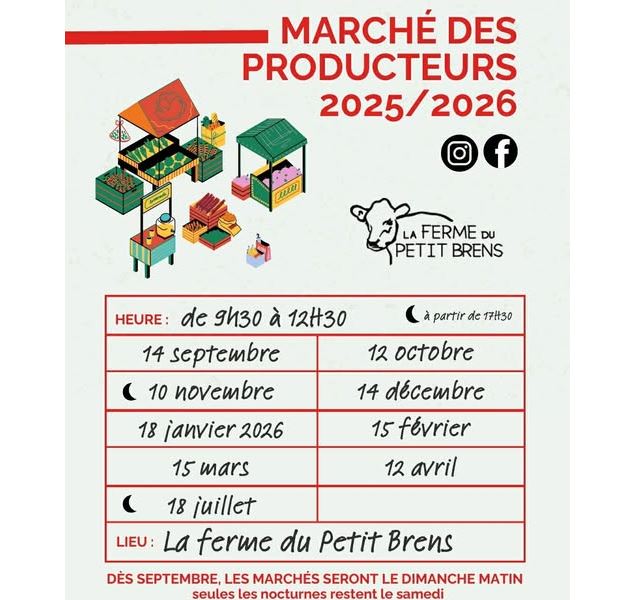 Programme des marchés 2025 2026 - Ferme du Petit Brens