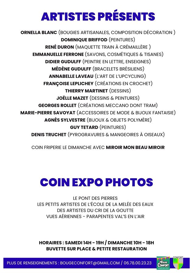 Liste des artistes de la Vallée présents ce week-end