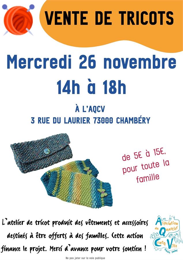 Vente de tricots à l'AQCV - MabelAmber Pixabay