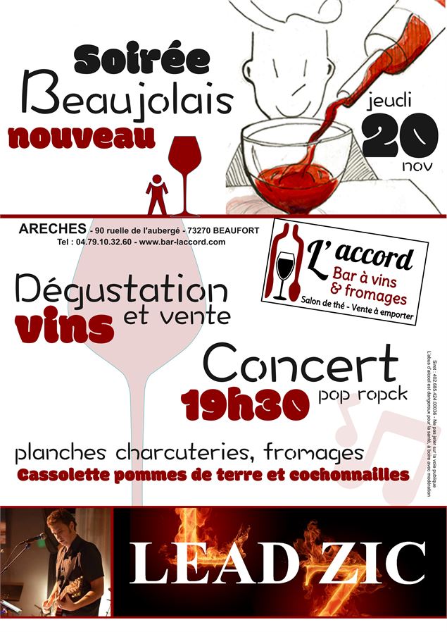 Affiche de la soirée Beaujolais à l'Accord - Lead zic