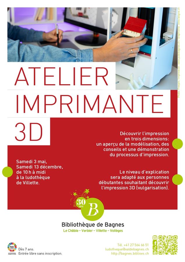Atelier imprimante 3D - Ludothèque Val de Bagnes