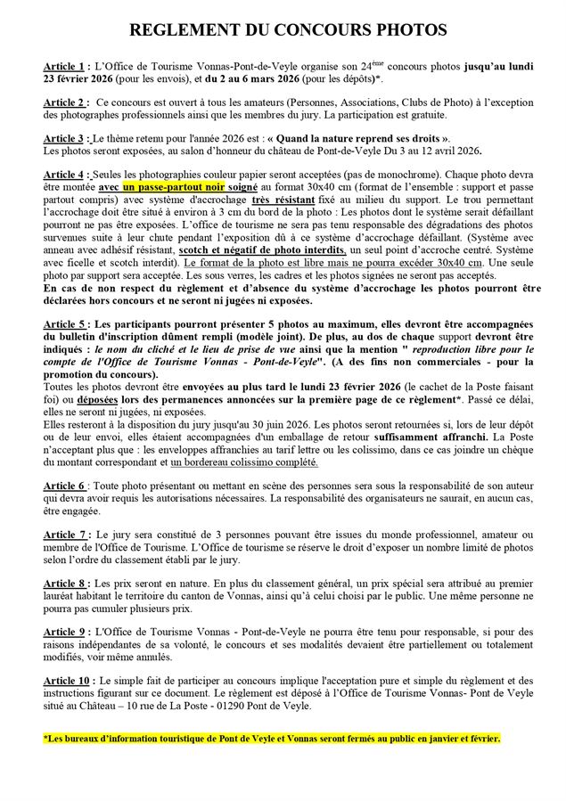 règlement - OT Vonnas Pont-de-Veyle