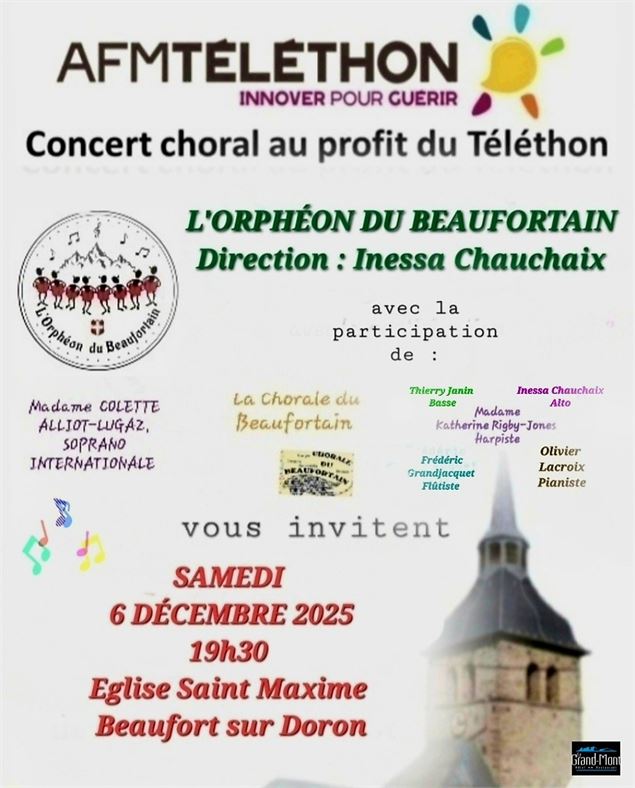 affiche du concert du 6 décembre à Beaufort - orpheon_beaufortain