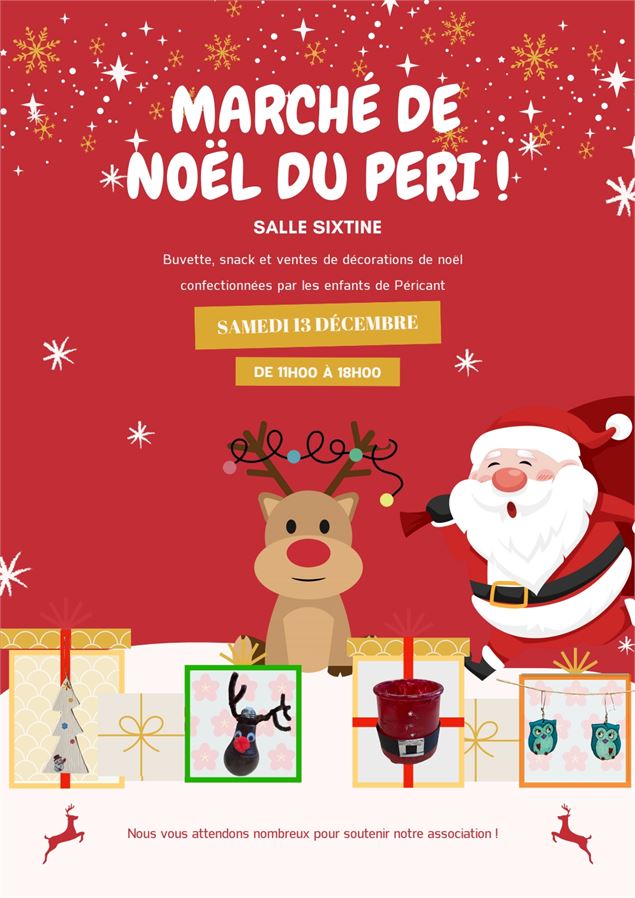 un cerf et un bonhomme de neige pour illustré la vente de produit par une association