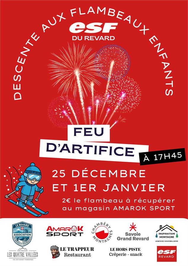 affiche Descente aux flambeaux des enfants et feu d’artifice au Revard_Le Revard - Image par Eric Sp