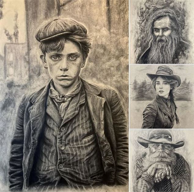 Exposition dessin portraits de Benjamin Courtois - Mairie de La Chapelle d'Abondance