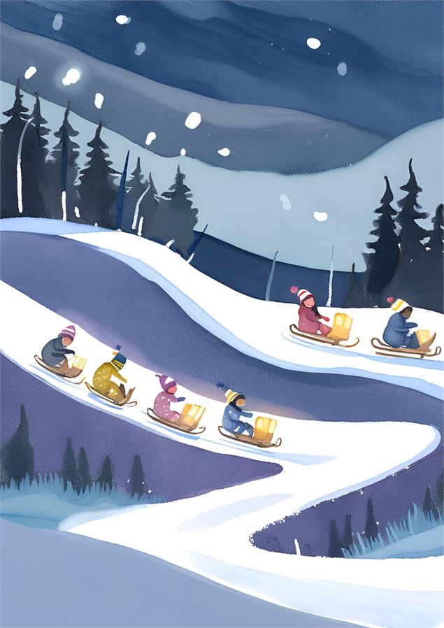 Descente en luge nocturne_Riddes