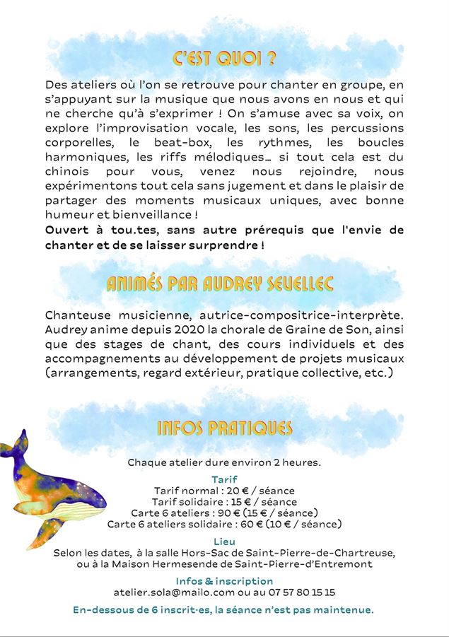 Flyer verso - L'Atelier Sola