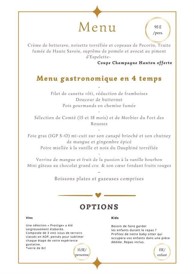 Un diner gastronomique pour la Saint Valentin - Domaine de Chalaronne