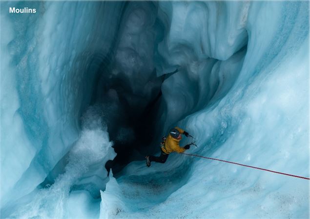Formés par les torrents glaciaires, ces moulins font la joie des alpinistes. - CCPMB