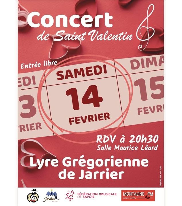 Affiche concert St Valentin - Lyre Grégorienne Jarrier