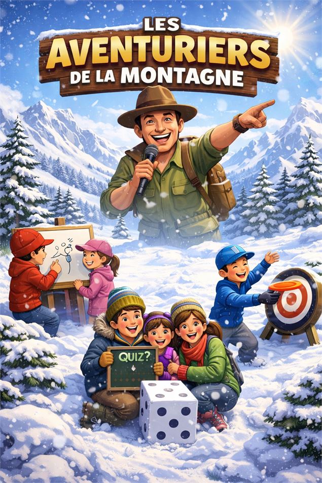 Affiche de l'animation : des aventuriers jouent dans la neige - Happy resort