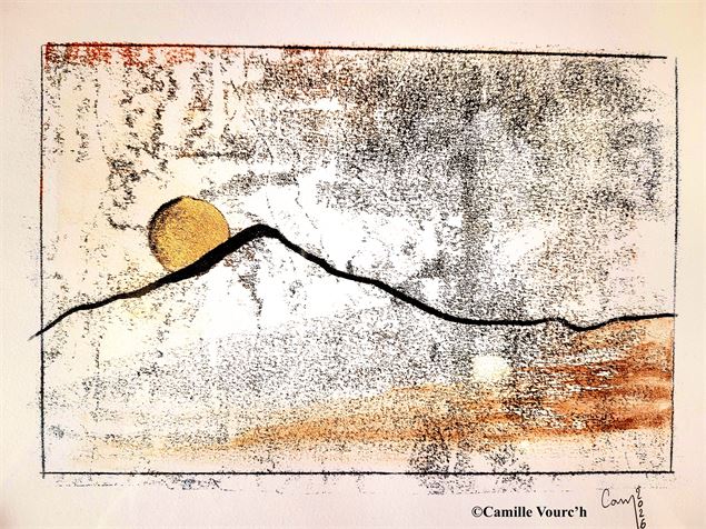 Montagne et soleil doré - Camille Vourc'h