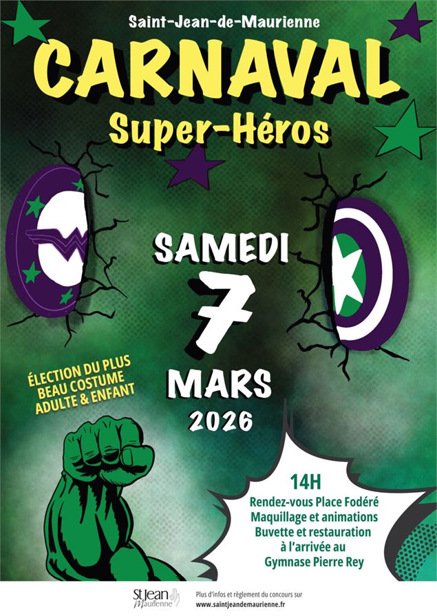 Affiche Carnaval Super-héros - Ville de Saint-Jean-de-Maurienne