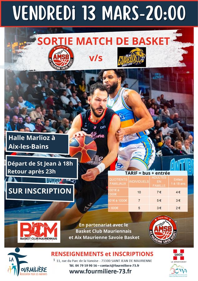 Affiche sortie match de basket - La Fourmilière