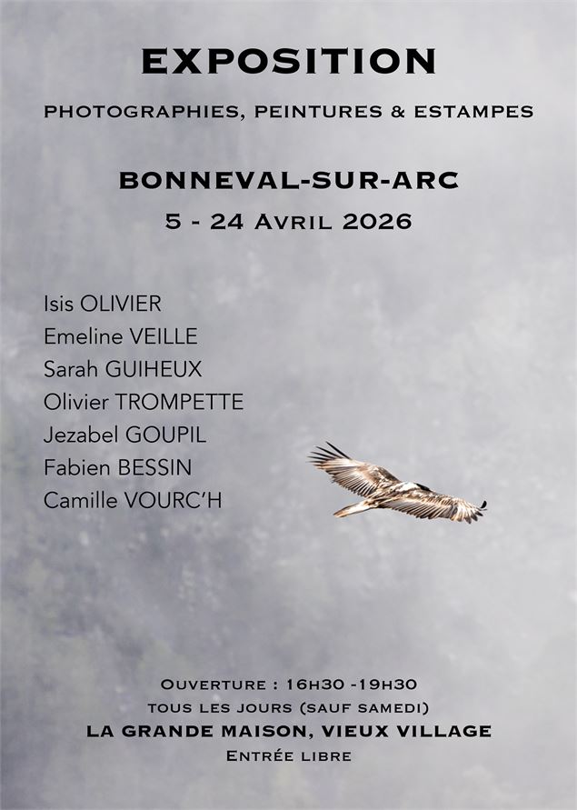 Affiche de l'exposition avec un gypaète en vol - Olivier Trompette