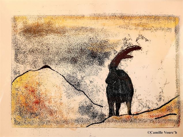 Un bouquetin à l'aquarelle - Olivier Trompette