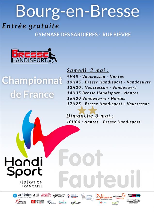 Planning des matchs - Bresse Handisport