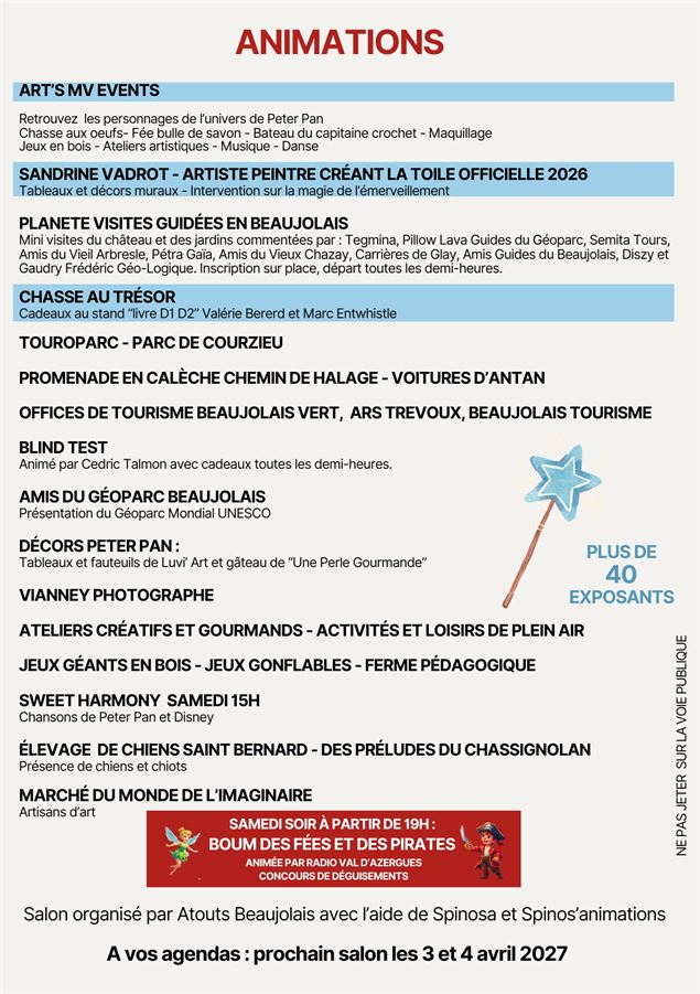 Programme du salon loisirs et tourisme en famille en Beaujolais - Atouts Beaujolais