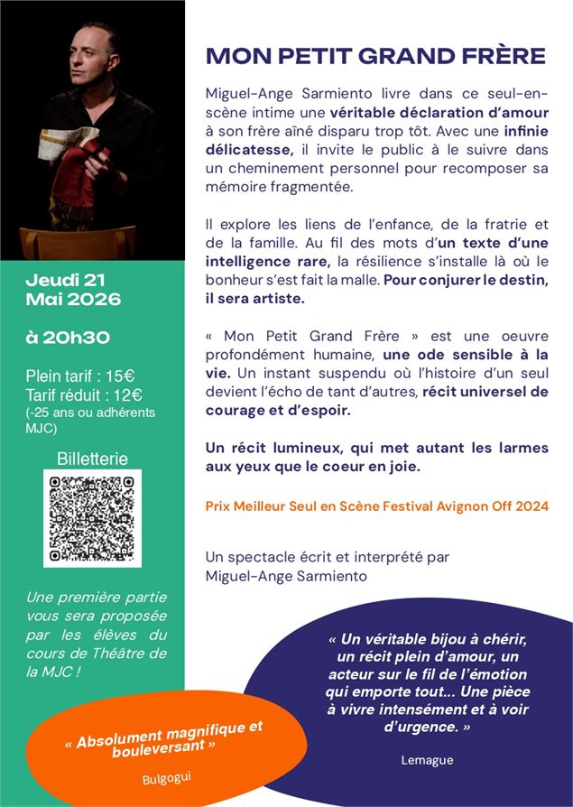 Théâtre : Mon Petit Grand Frère - MJC