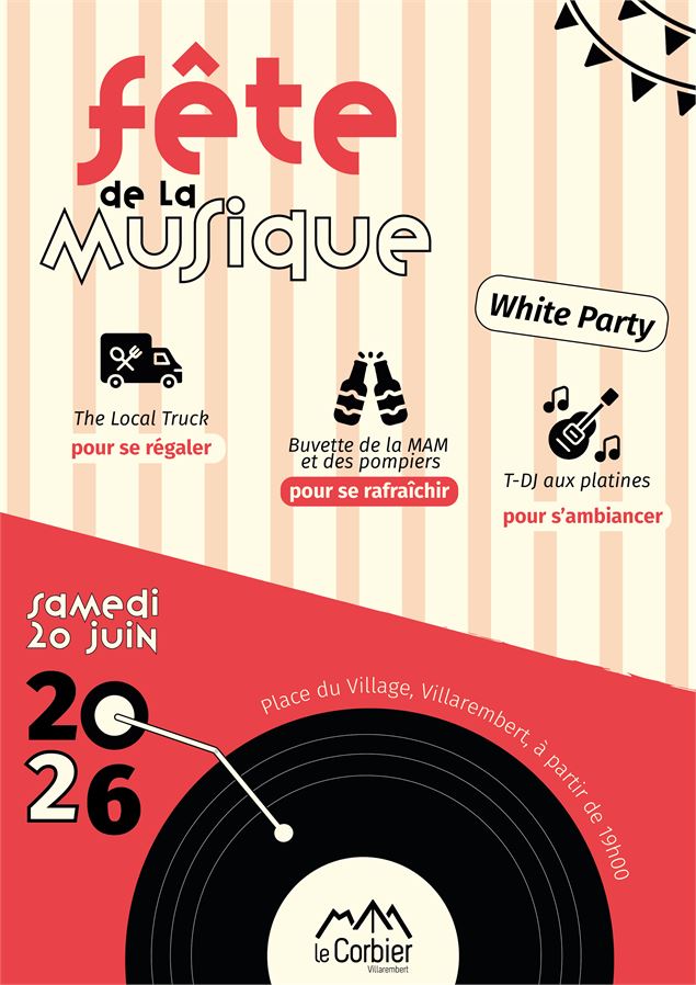 Affiche de la Fête de la Musique de Villarembert, Le Corbier - Office de Tourisme Le Corbier