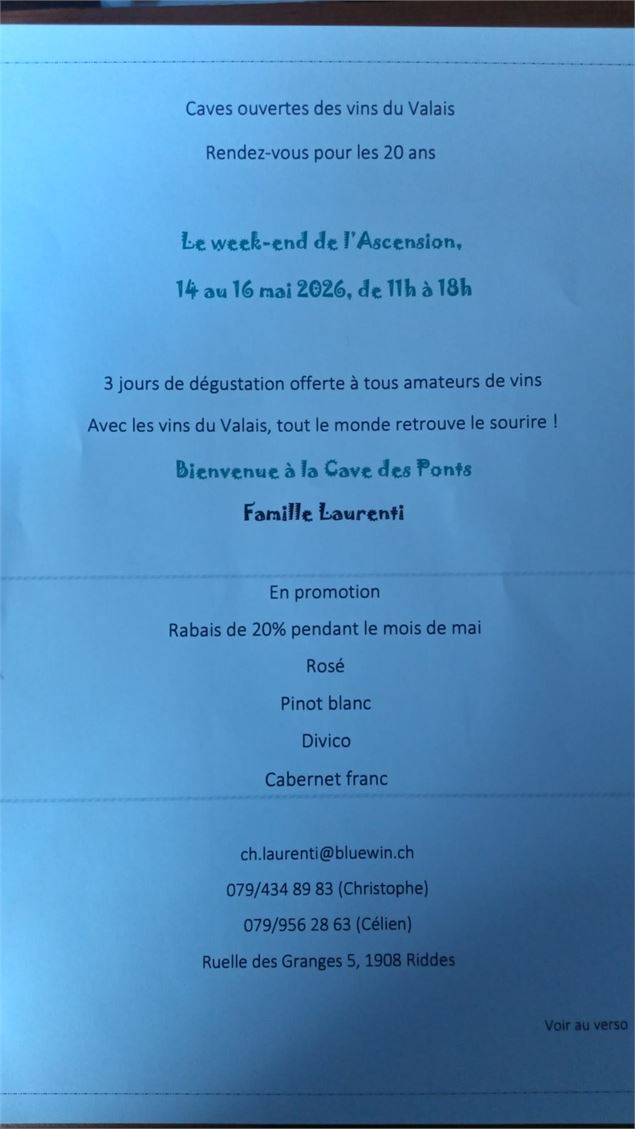 Caves ouvertes des vins du Valais_Riddes