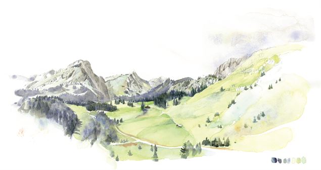 Alpage à l'aquarelle Julie Litty-Wintz - AlinéArt scènes