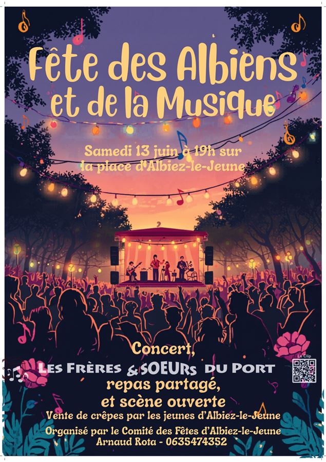 Affiche Fête des albiens et de la musique - Comité des fêtes ALJ