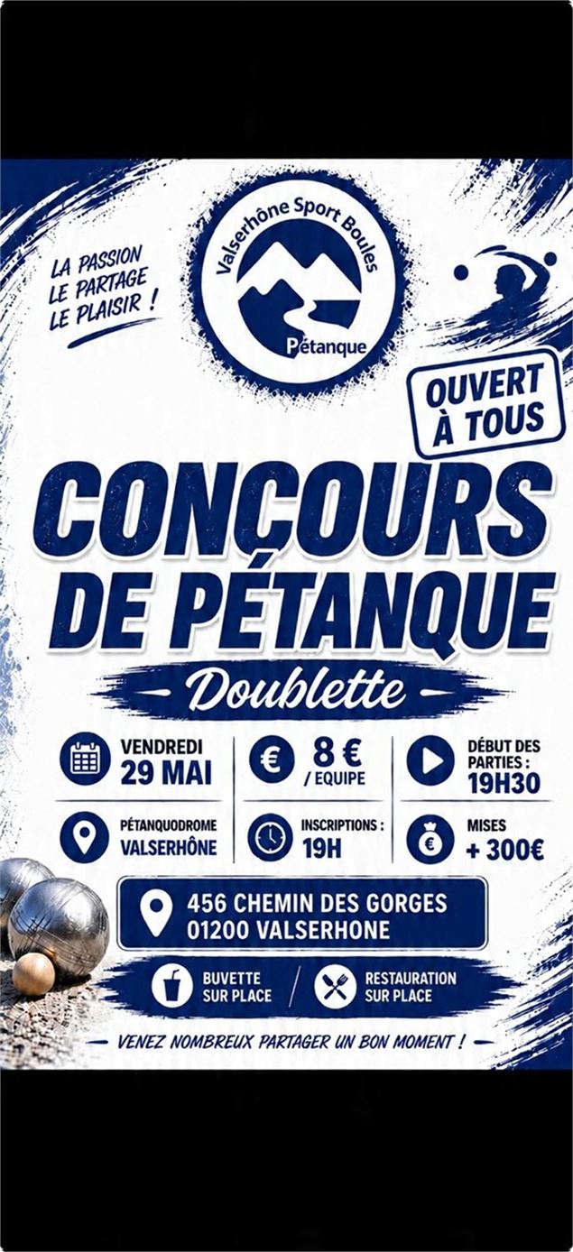 Concours de pétanque ouvert à tous_Valserhône - Valserhône Sports Boules