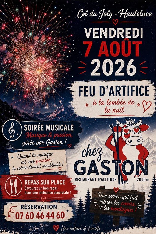 vendredi 7 août - feu d'artifice - soirée musicale - dîner sur réservation