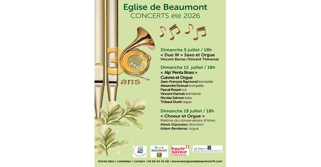 Concerts été 2026 les orgues de Beaumont - Gloria Relindis Collomb