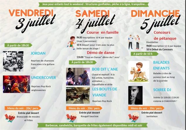 Affiche des concerts pour Chanoz Plage - Le P'tit Chanoz
