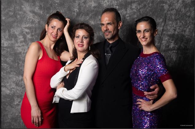 Portrait des 4 artistes du spectacle - A fleur de Tango